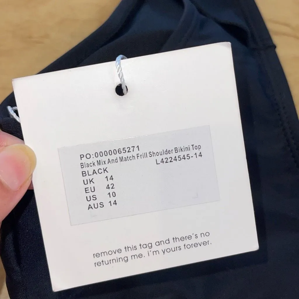 Missguided Womens Mix And Match Frill Shoulder Bikini Top Black Size 10 NWT - Image 7