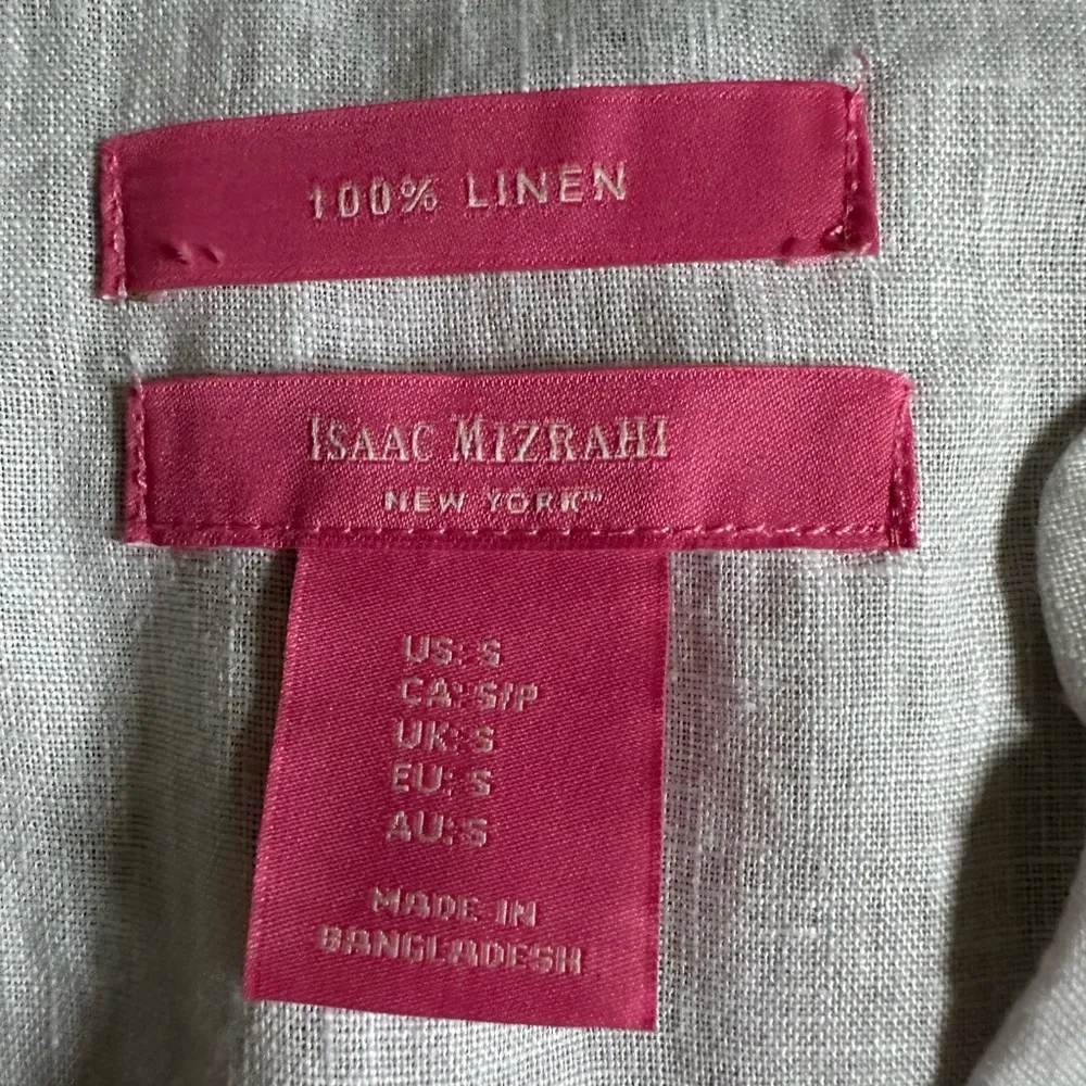 Isaac Mizrahi 100% Linen Blouse Womens Small Button Up Timeless Airy - Image 6