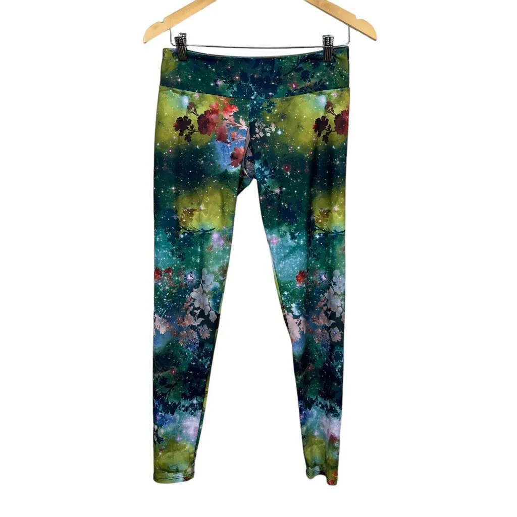 Onzie Leggings‎ Womens Medium Large Charlie Colorful Floral Nature Galaxy Print - Image 3
