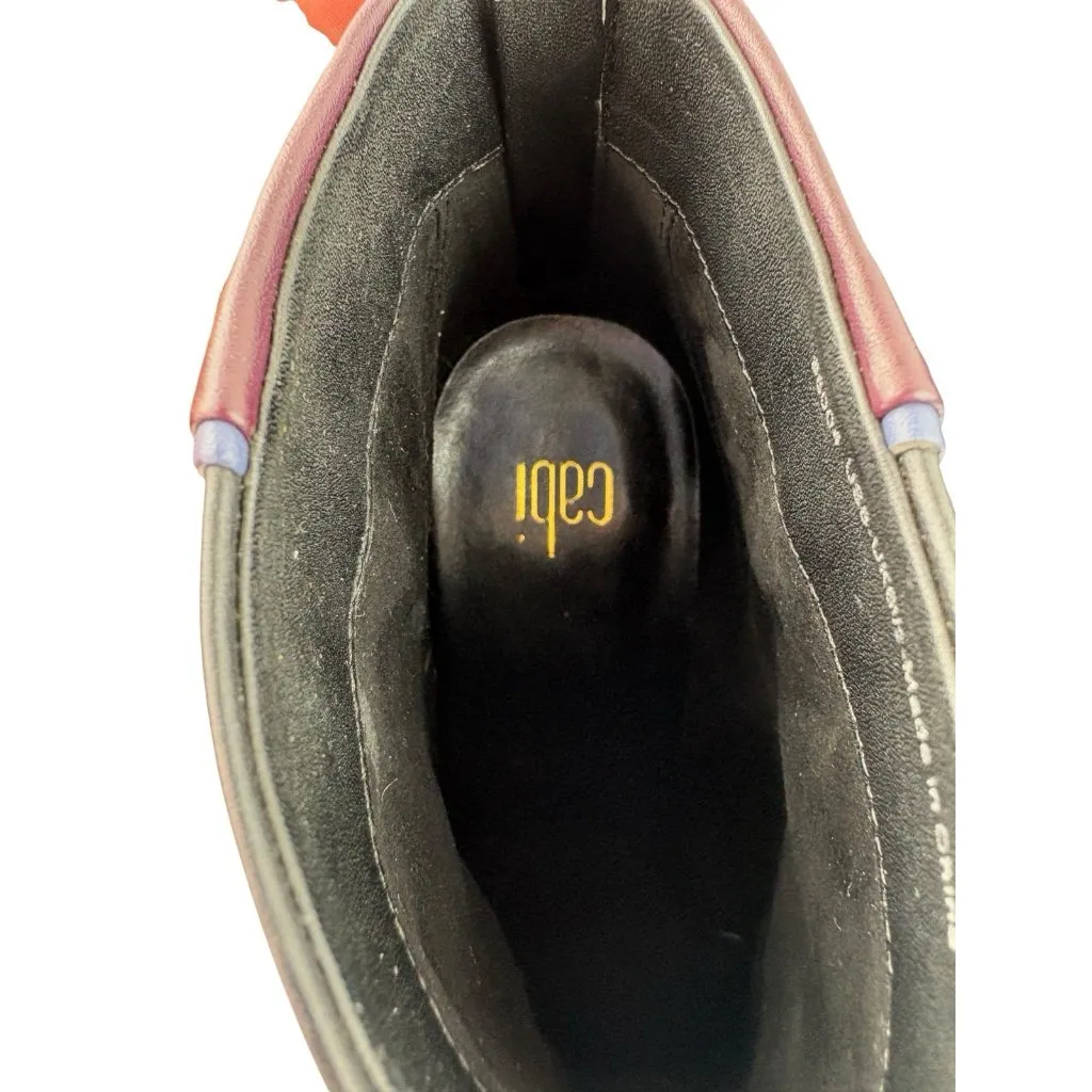 *Cabi Bisset Ankle Boots Womens 8 Heeled Color Block Black Burgundy Leather-6004 - Image 13