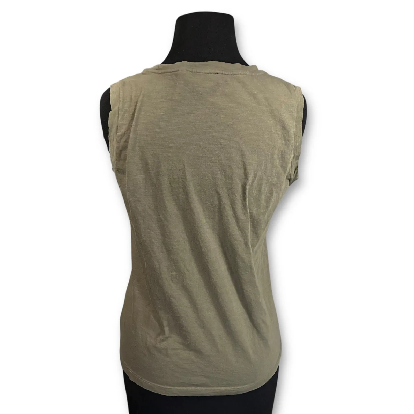 Theory Olive Green Sleeveless Scoop Neck Basic Tank Top Women's Size M - Image 2