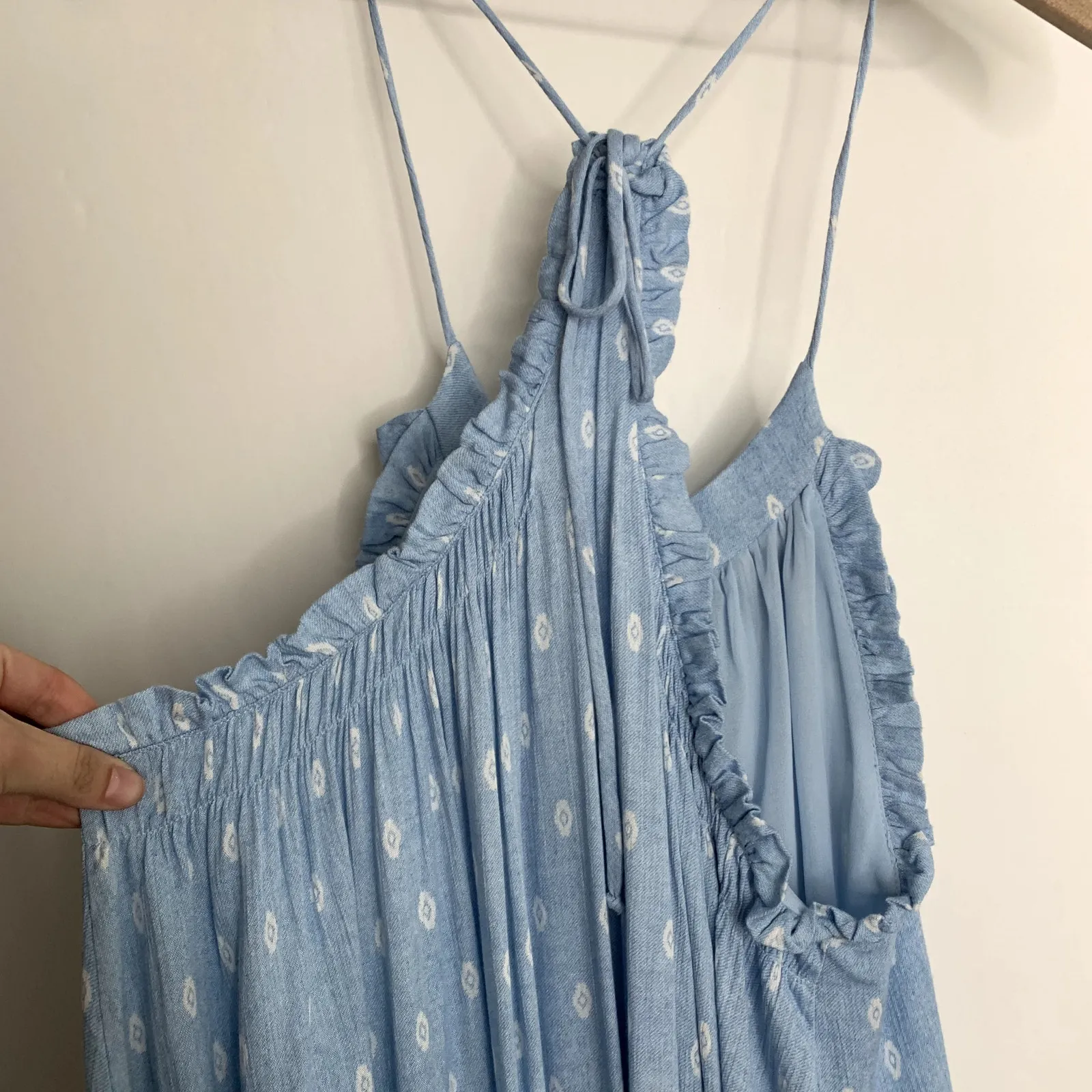 MISA Los Angeles Tassel Thale Maxi Dress Blue Womens Small - Image 12