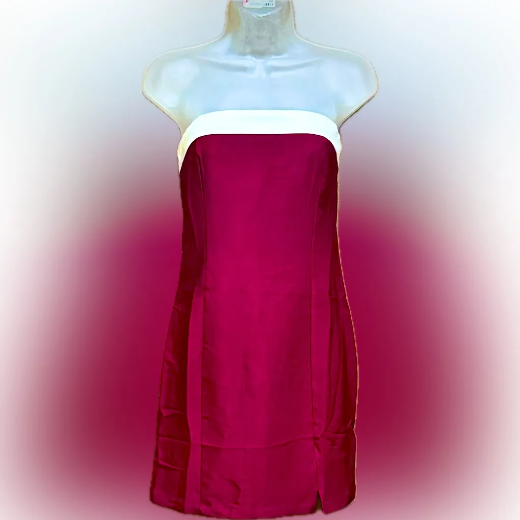 NWT Red & White Colorblock Strapless Mini Dress - Image 6