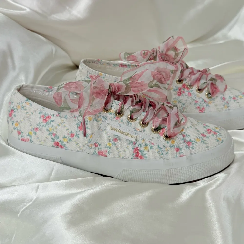 NWT Superga X LoveShackFancy Floral Sneakers 8 Ribbon Low Top Coquette Feminine - Image 7