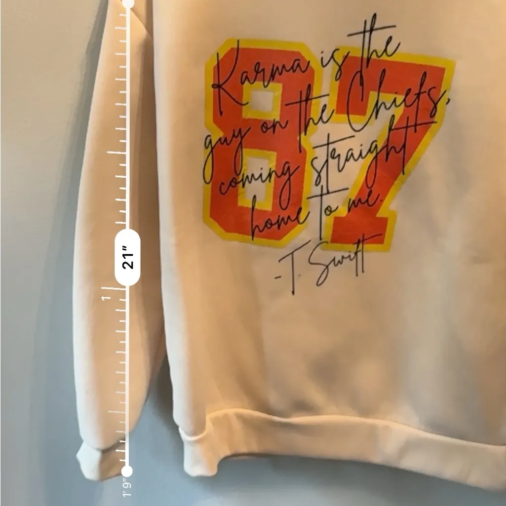 Taylor Swift Travis Kelce 87 KC Chiefs Sweater Small Tan - Image 6