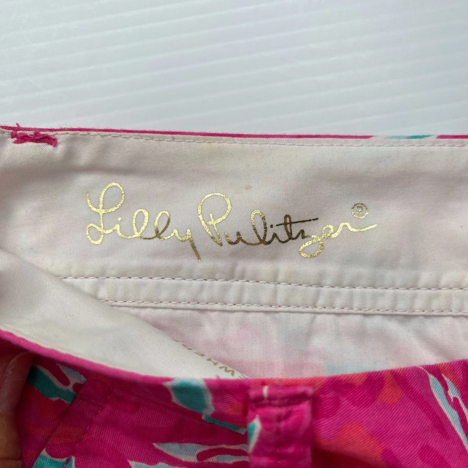 Lilly Pulitzer Womens Flirty Sea The Callahan Shorts 0 Pink 5" Inseam Mid Rise - Image 3