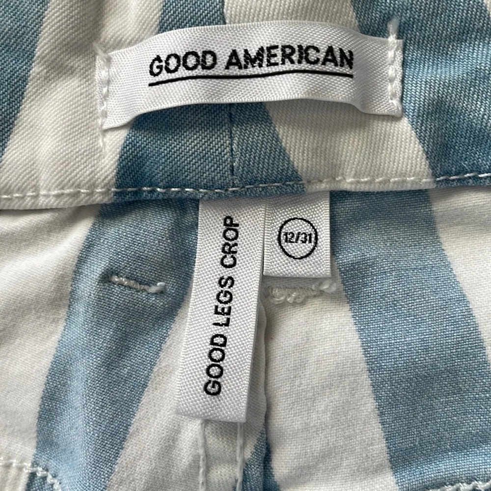 Womens Good American Good Legs Crop Stripe High Rise Ankle Jeans - Image 2