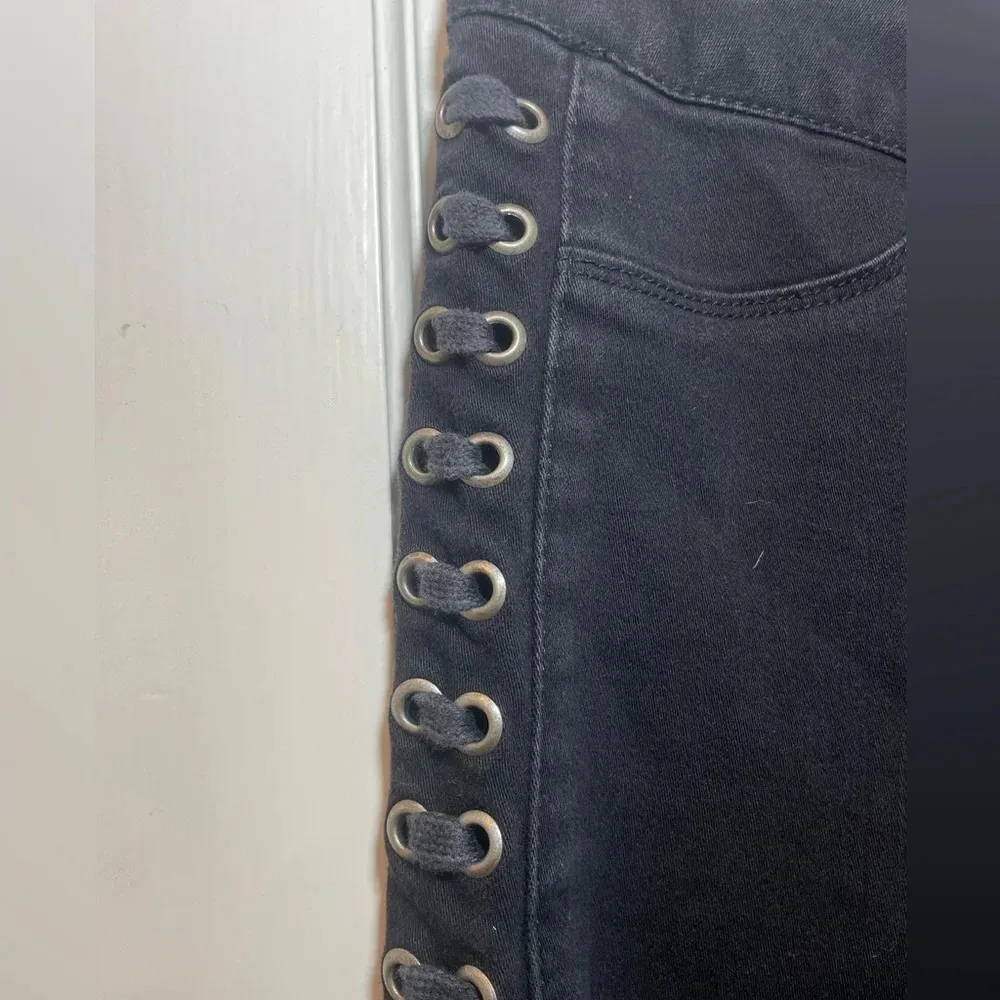 Paige‎ Womens Lacey Lace-Up Ultra Skinny Ankle Jeans Size 27 Black Sky Y2K - Image 3