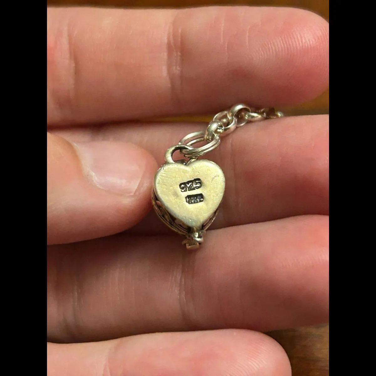 925 sterling silver bracket with locket 7.27g h71 7 inch - Image 2