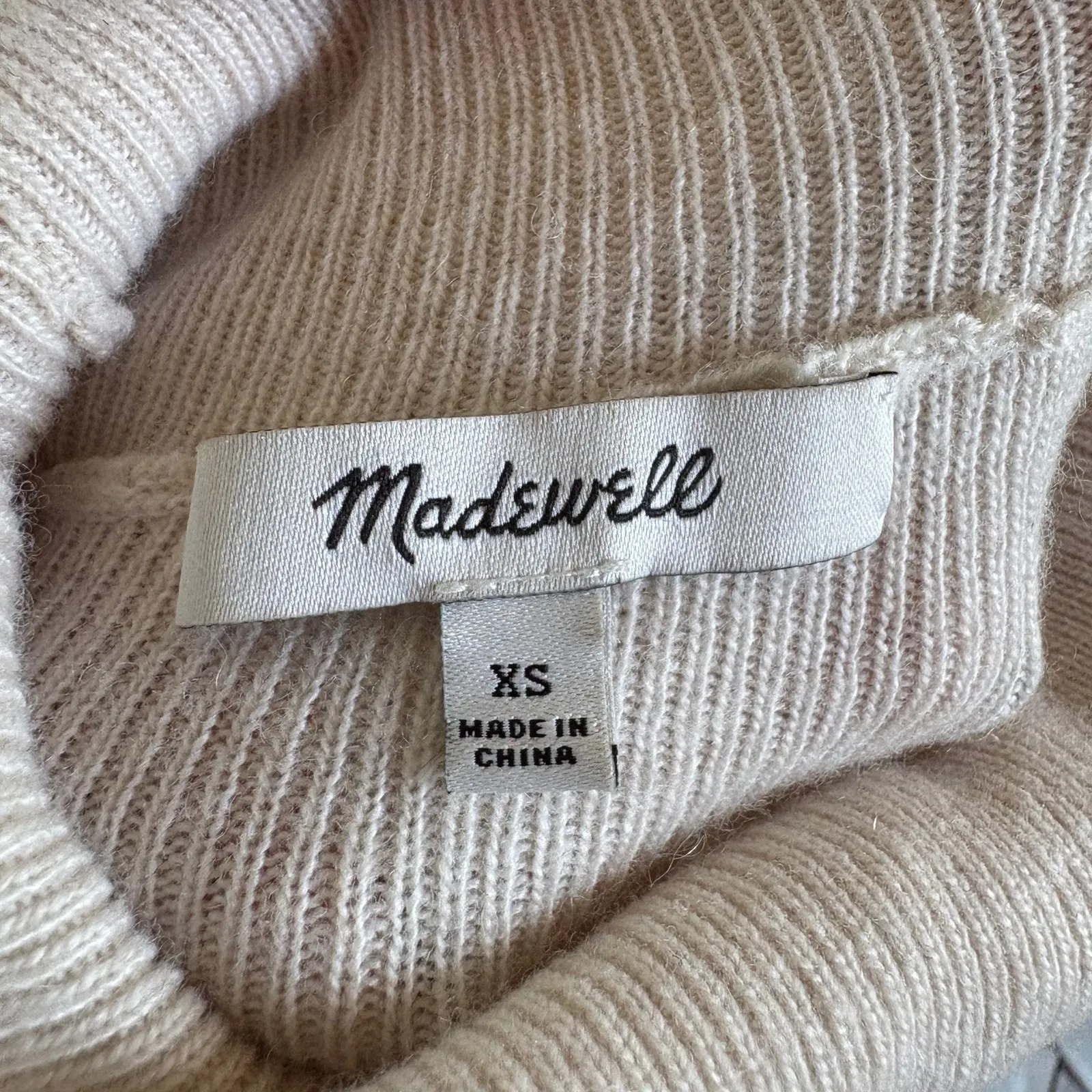Madewell Cream Wool Blend Turtleneck Sweater Prairie Yoke Neck Minimalist XS - Image 6