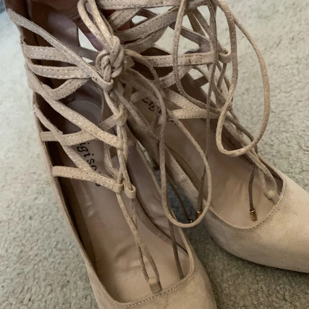 Nude Suede Heels Tan Size 7.5 - Image 5