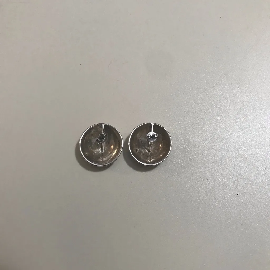 Vintage Elegant Sterling Silver 925 Statement Big Stud Earrings - Image 2