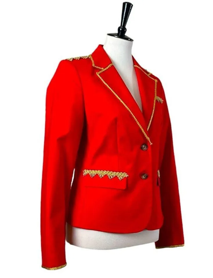 Tommy Hilfiger Blazer Military Style 2 Button Red Gold Braiding Women’s Size 6 - Image 2