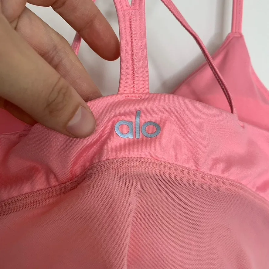 Alo Lavish Mesh Longline Sports Bra Womens XS Pink - Image 7