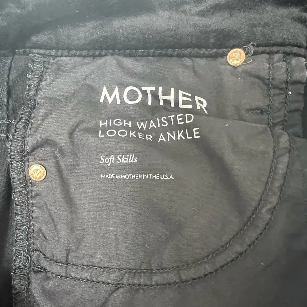 Mother High Waisted Looker Ankle Velvet Black Pants in Soft Skills Size 25 - Image 8