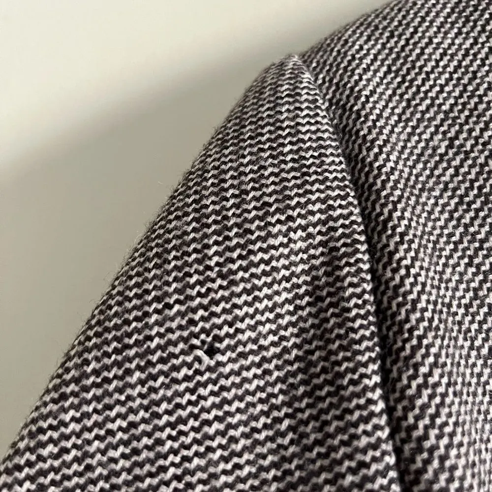 Vintage Harvé Benard Blazer L Herringbone Faux Leather Trim 90s Y2K Brown Size L - Image 6