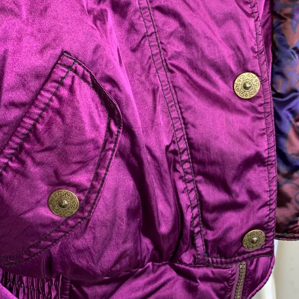 Obermeyer Stardust Ski Jacket size 10 Purple Satin Retro Apres Ski Vintage - Image 4