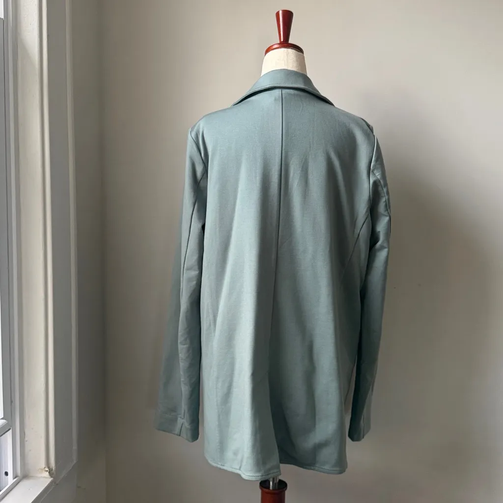 Athleta Soft Blue Blazer Size 10 Eastbound Open Jacket Relaxed Fit - Image 3