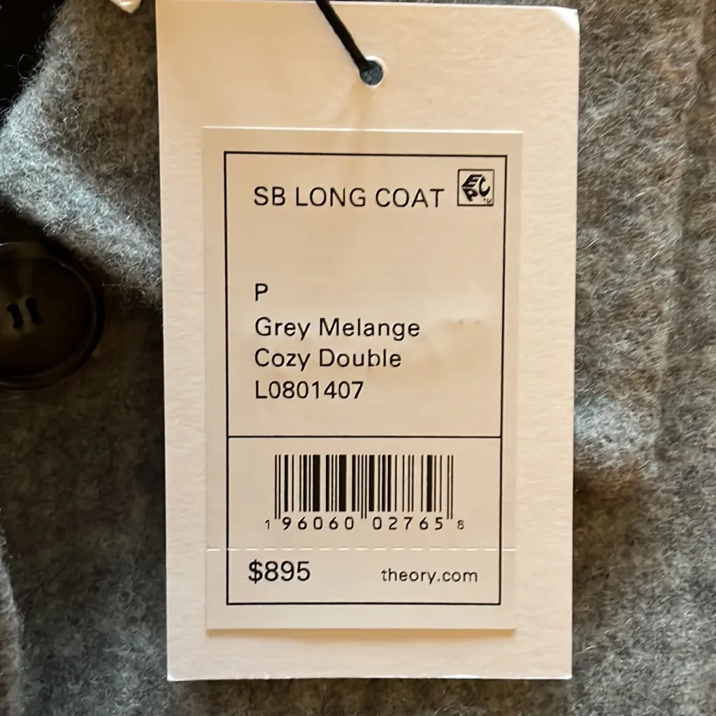 NWT Theory Womens Long Grey Wool and Cashmere Shirttail Belted Coat, size XS - Image 10