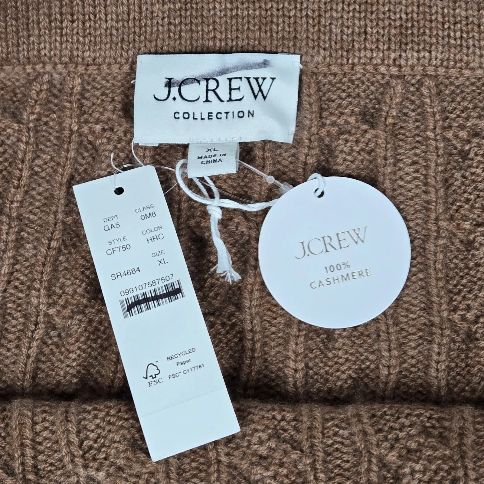 J‎ Crew Collection 100% Cashmere Cable Knit Mini Skirt XL Brown - Image 3