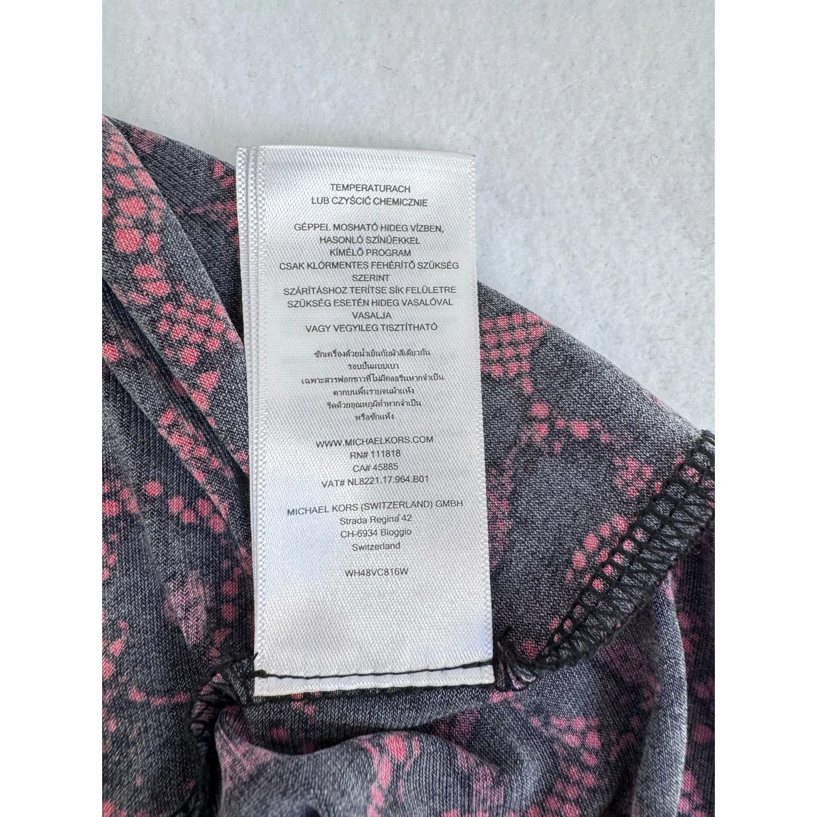 Michael Kors Plus Size 2X Red Black Animal Print Ruched Long Sleeve Dress - Image 6