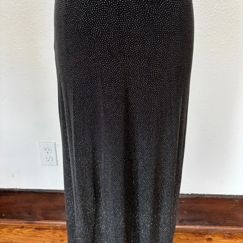 Vintage 1994 Black Metallic Sleeveless Full Length Prom Dress Size 4 - Image 4