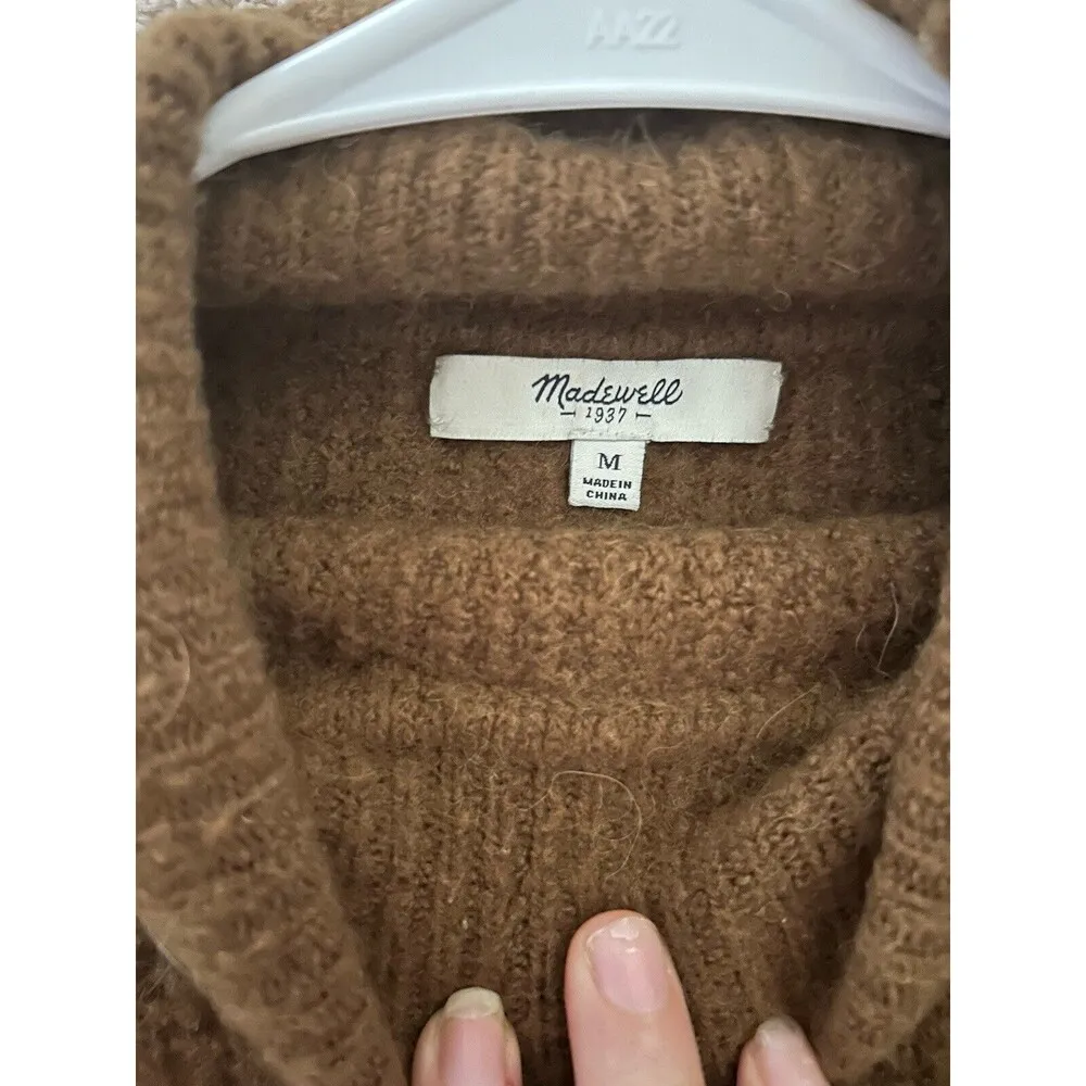 Wool Waffle Knit Turtleneck Mock Neck Long Sleeve Sweater Size Medium - Image 5