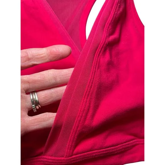 Lululemon Women 4‎ No So Deep V Neck Mesh Sports Bra Raspberry Hot Pink - Image 2