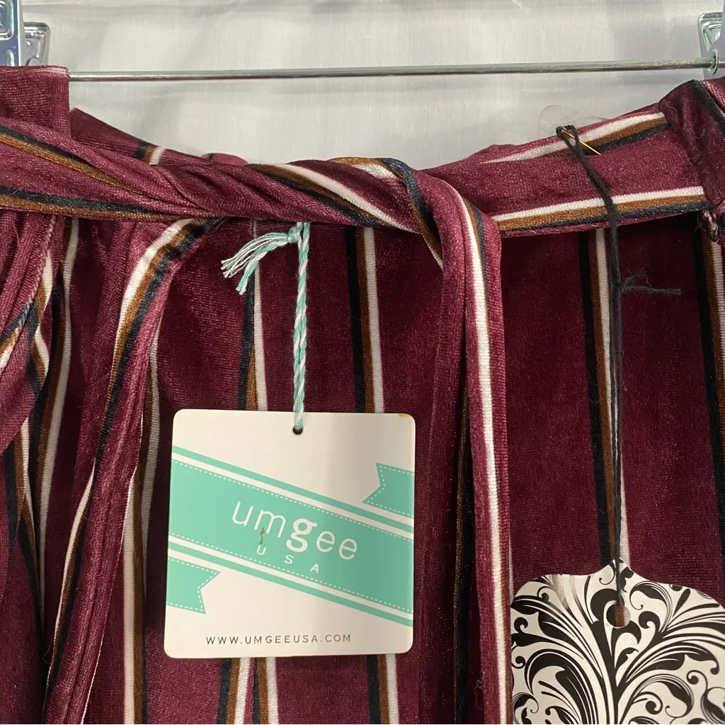 Umgee wide leg velour striped pants NWT size large - Image 3