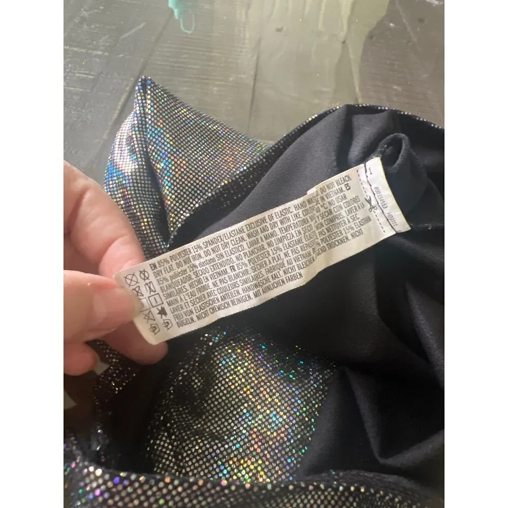 Forever‎ 21 Silver Holographic Metallic One Piece Bodysuit Thong Bodysuit Small - Image 5