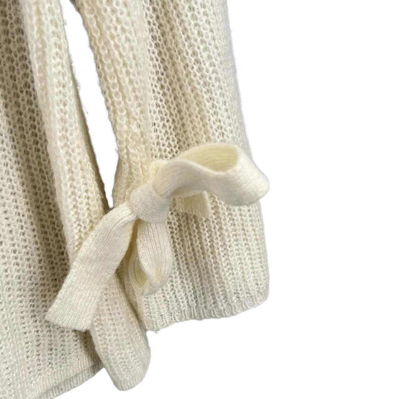 Project x Naadam Sweater Ivory Open Knit Pullover Side Tie Detail XS White - Image 3
