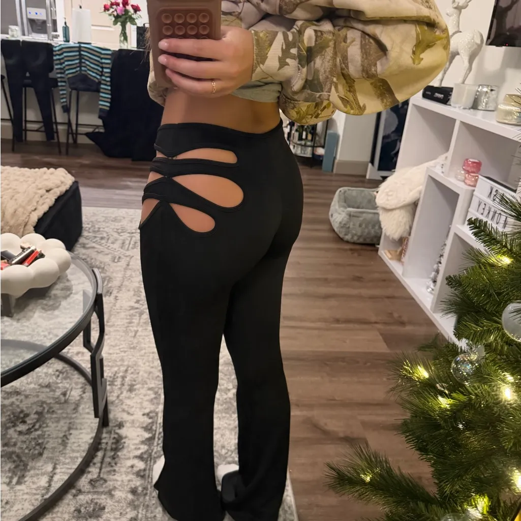 Tiger Mist Black Flare Pants with Cut-Outs - Image 2