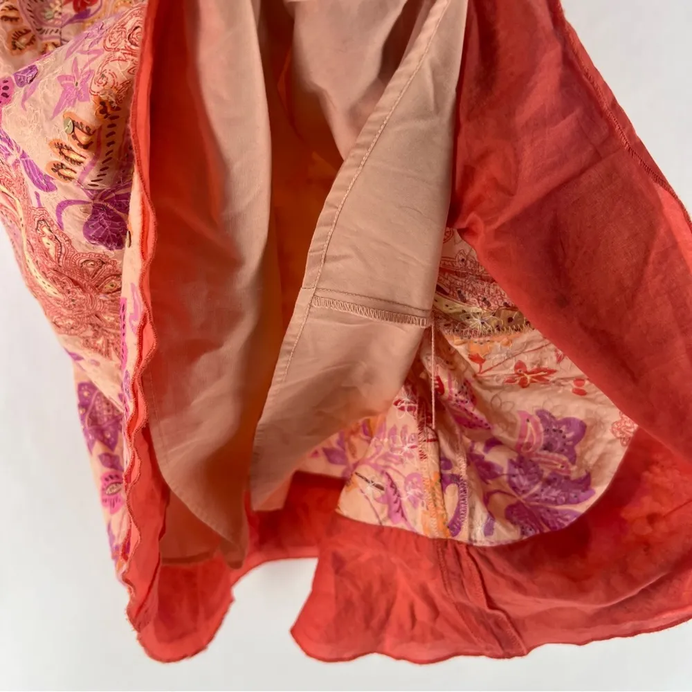 Express Y2K Floral Paisley Embroidered Sequin Embellished Strapless Sun Dress - Image 11