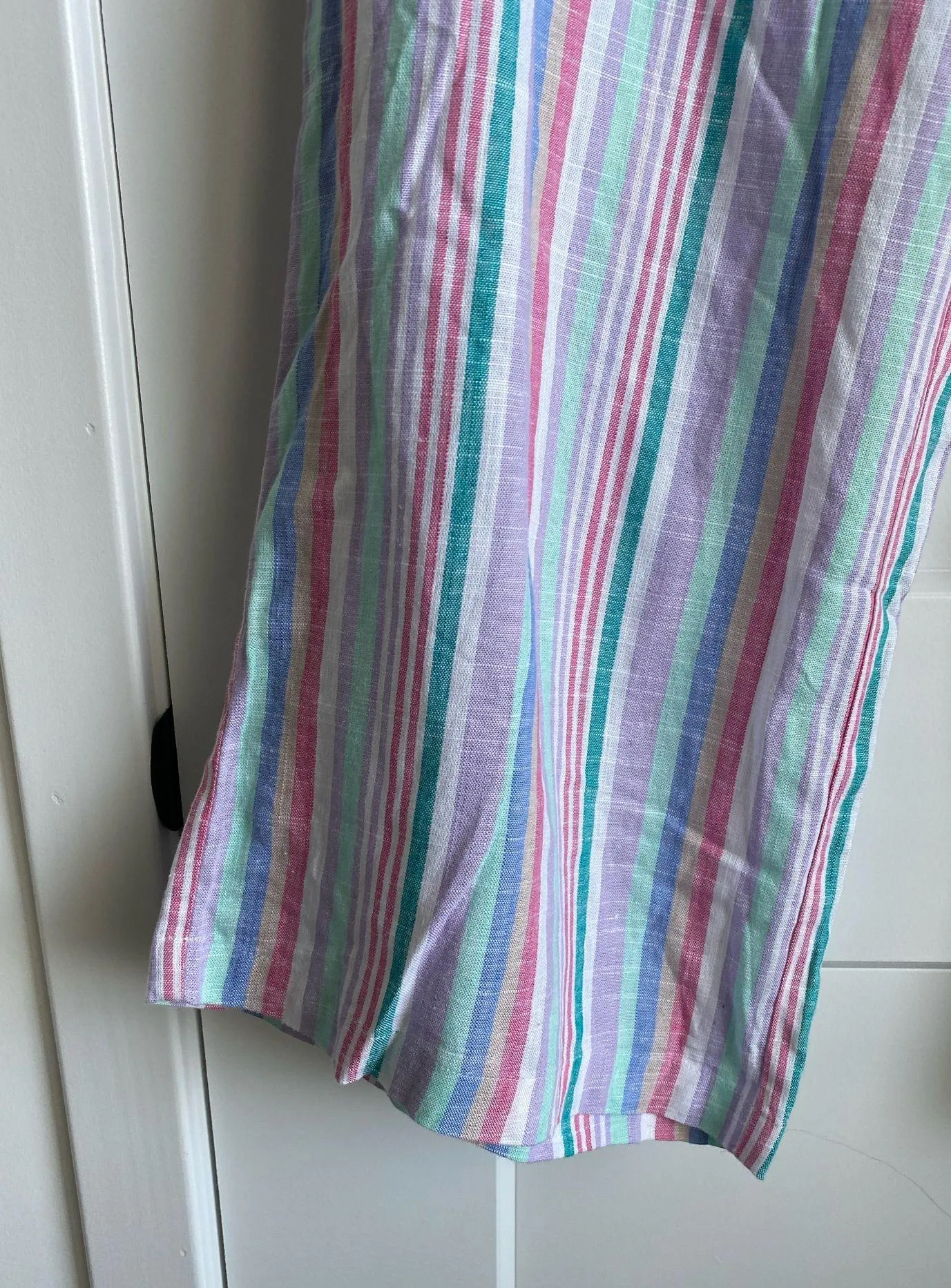 Ashley Stewart Wide Leg High Flowy Stripped Linen Wide Leg Pants NWT 16 - Image 3