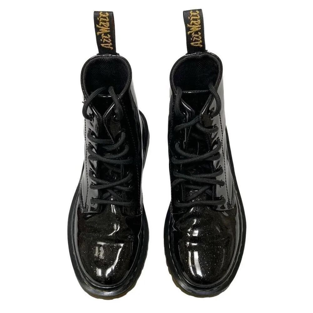 Dr. Martens Luana Womens 5 Black Coated Glitter High Top Ankle Lace Up Boots ￼ - Image 2
