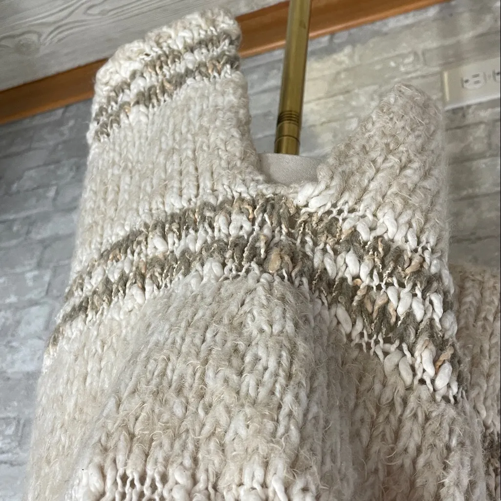 Free People Linus Stripe Pullover Sweater in a natural/cream - Image 4