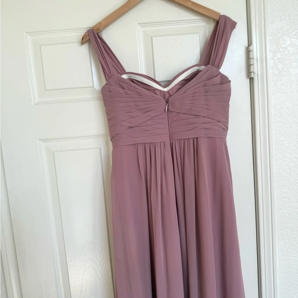 Azazie Zapheira Dusty Rose Pink A-Line Ruched Chiffon Dress Bridesmaid 8 - Image 9