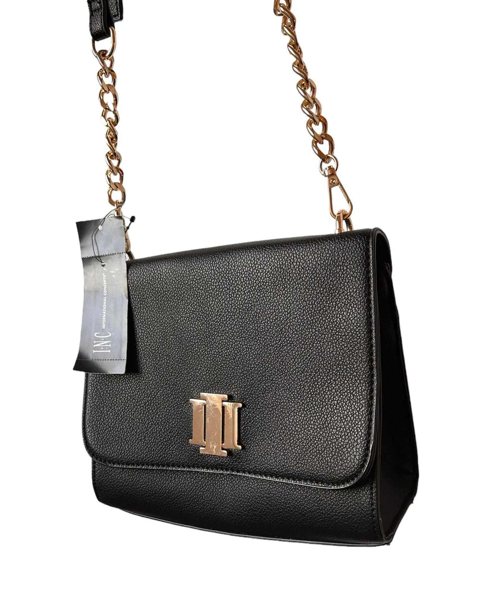 international concepts black leather chain strap crossbody handbags - Image 1