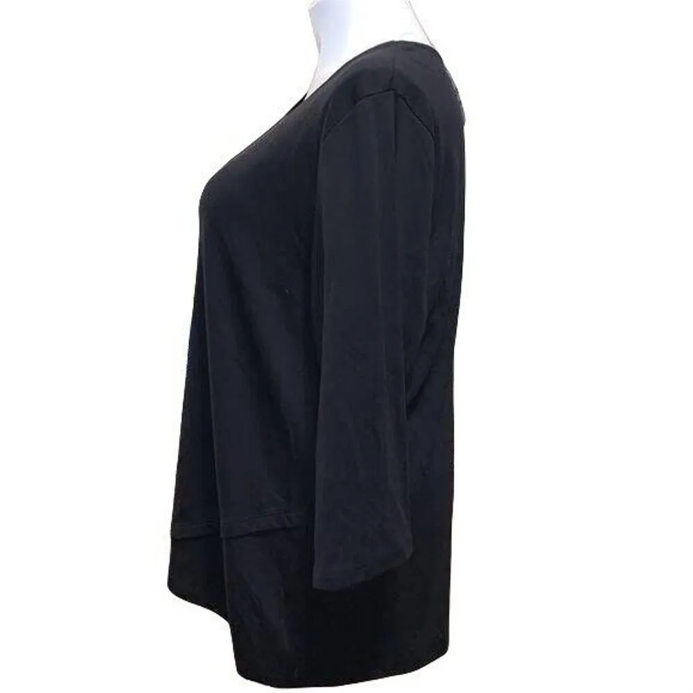 Karen Scott Womens Sweater Top Shirt Lightweight Pullover Tulip Hem Black 3X - Image 5