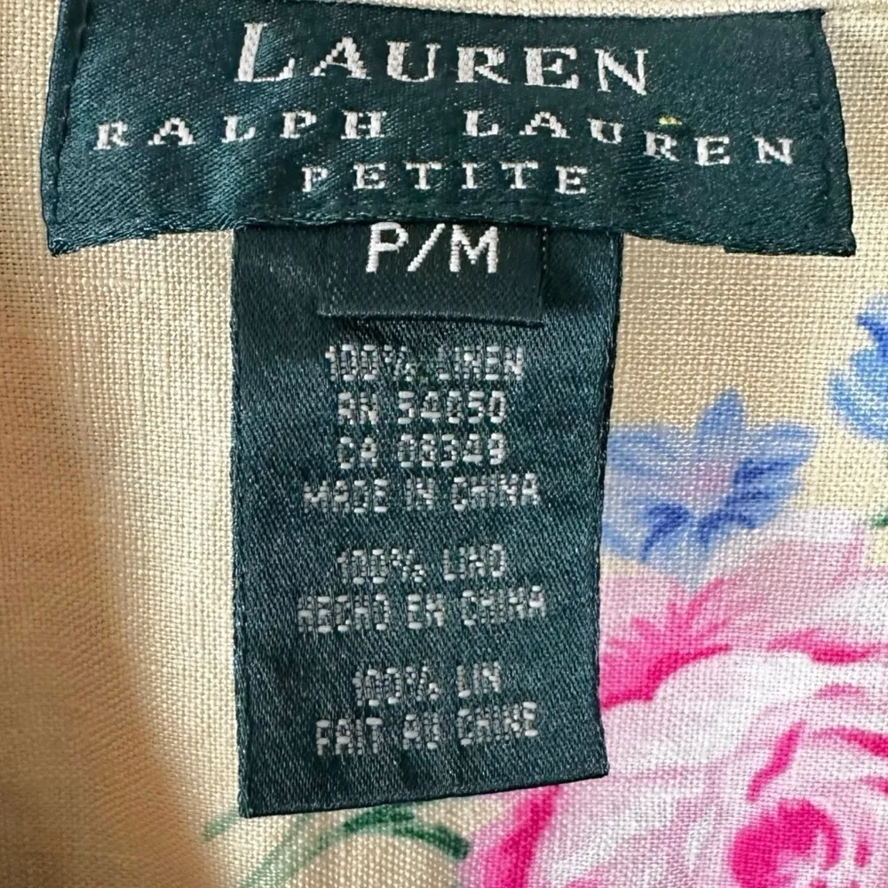 Vintage 90s Ralph Lauren Linen Top English Garden Shabby Chic Cottage Medium MP - Image 8