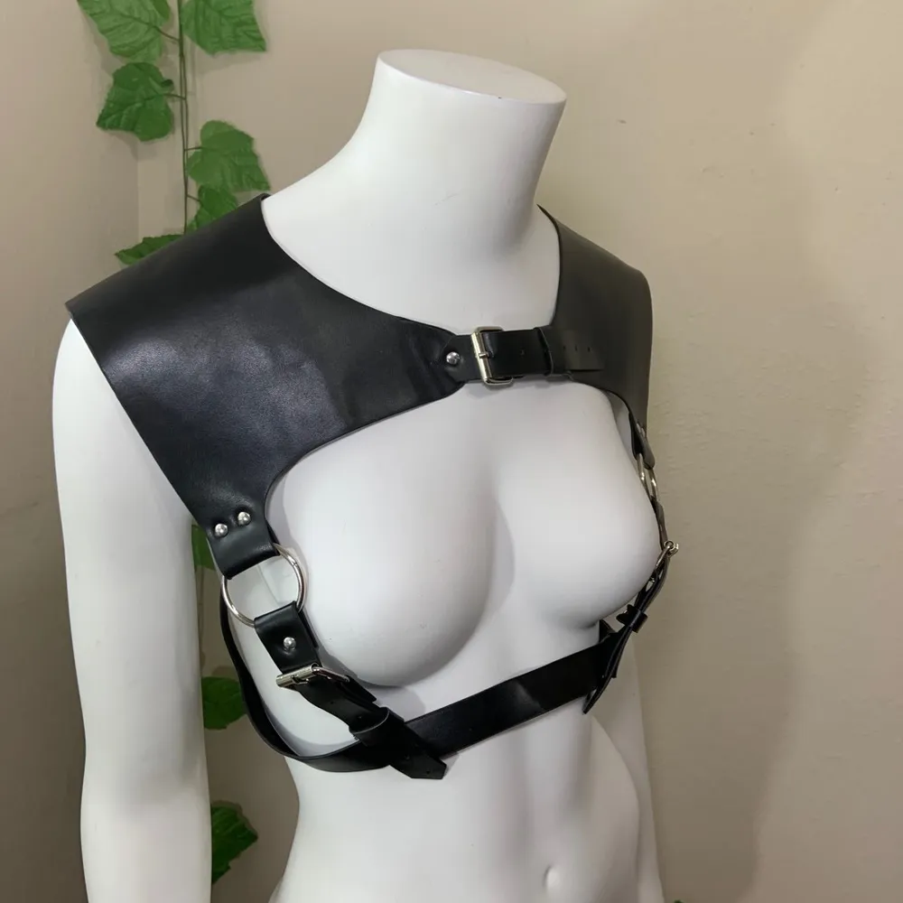 Black Shoulder Harness Bondage O Ring New - Image 9