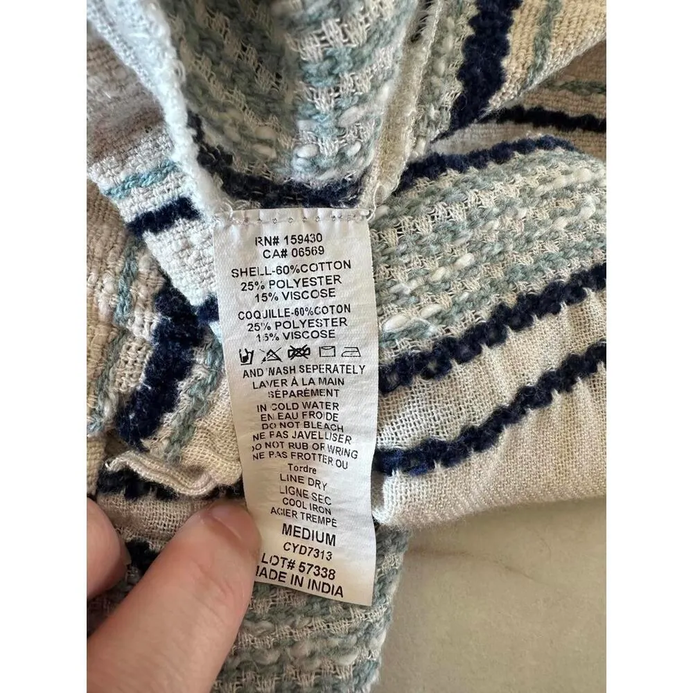 Elan Short Sleeve Button Down Romper- Blue/White Striped Women’s size Medium​ - Image 11