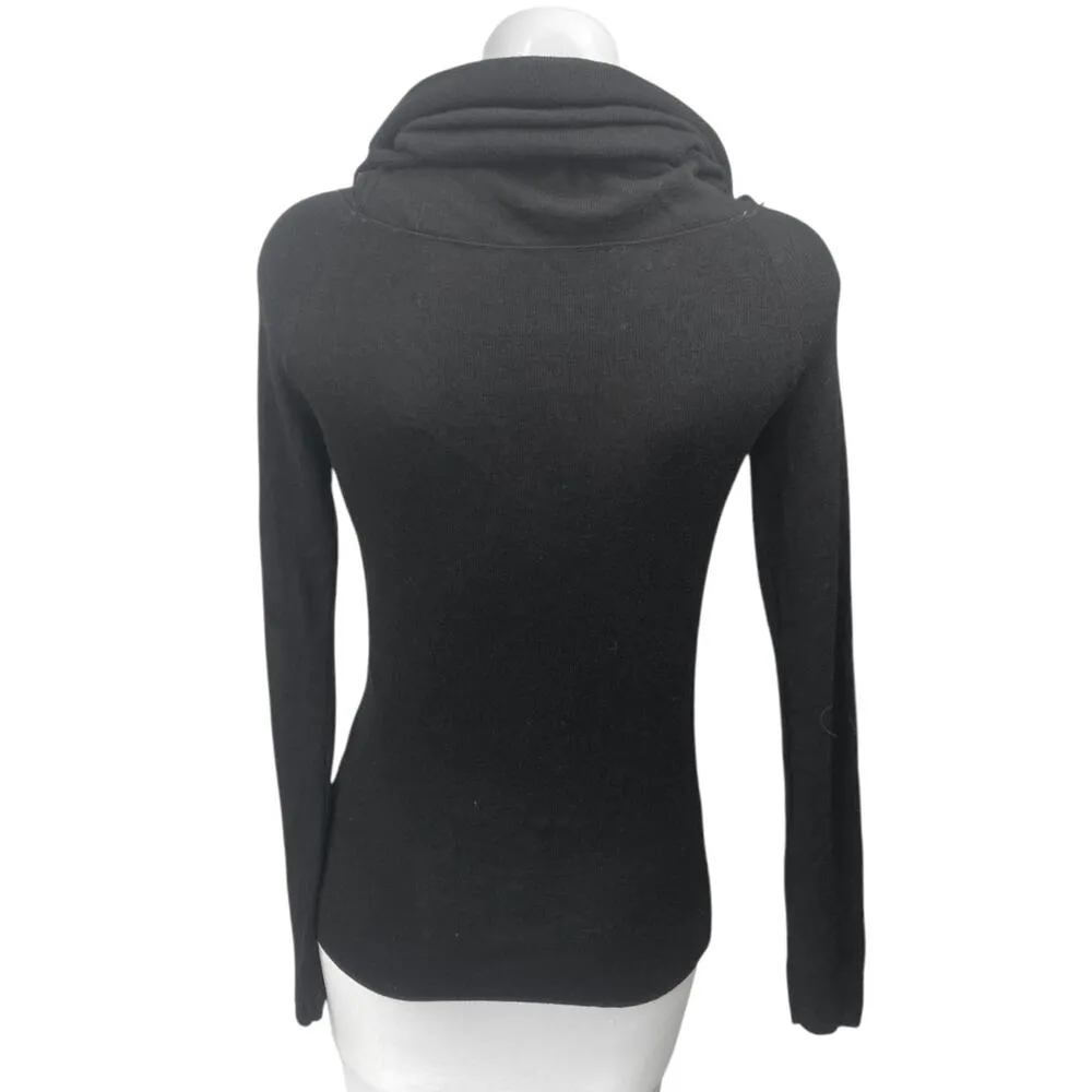 Zara Women's Black Wool Knit Long Sleeve Cowl Neck Slim Fit Sweater Top Size M - Image 2