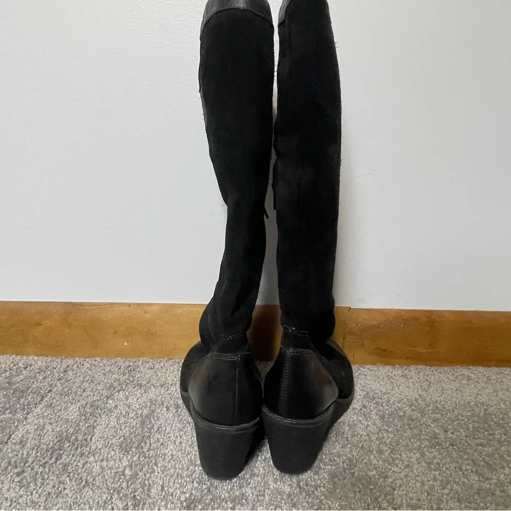 Puma Black Suede Wedge Knee High Boots | Size 6.5  EU 37 | Vintage Sport Goth‎ - Image 8