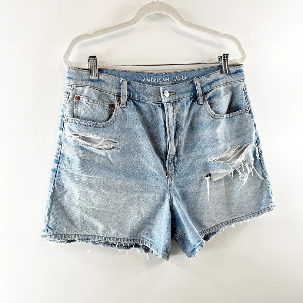 American Eagle The Highest Rise 90's Boyfriend Shorts Distressed Blue 14 - Image 8