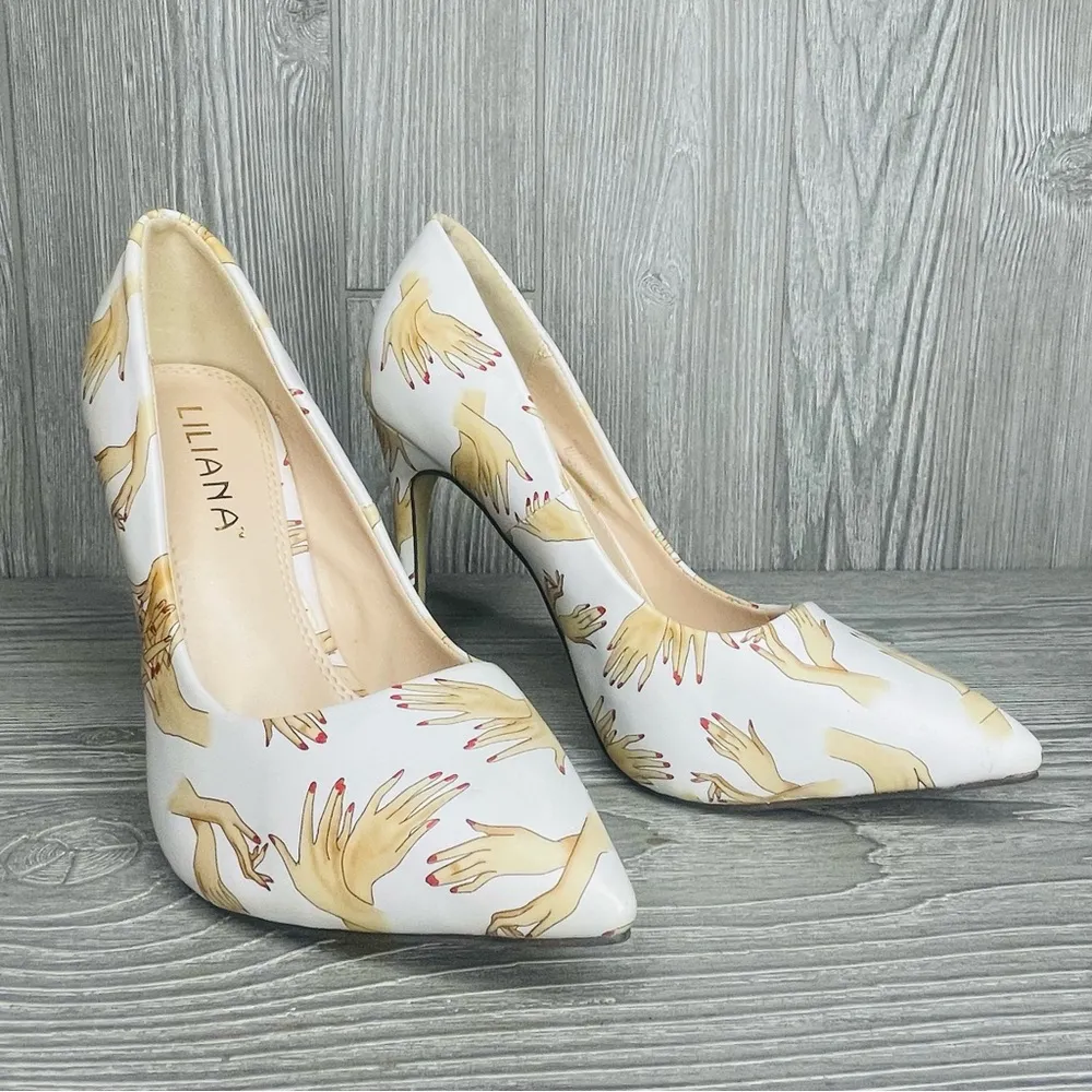 Liliana perilla Multi-color Leatherette Stiletto Heel Pumps shoes size 8 unique - Image 2