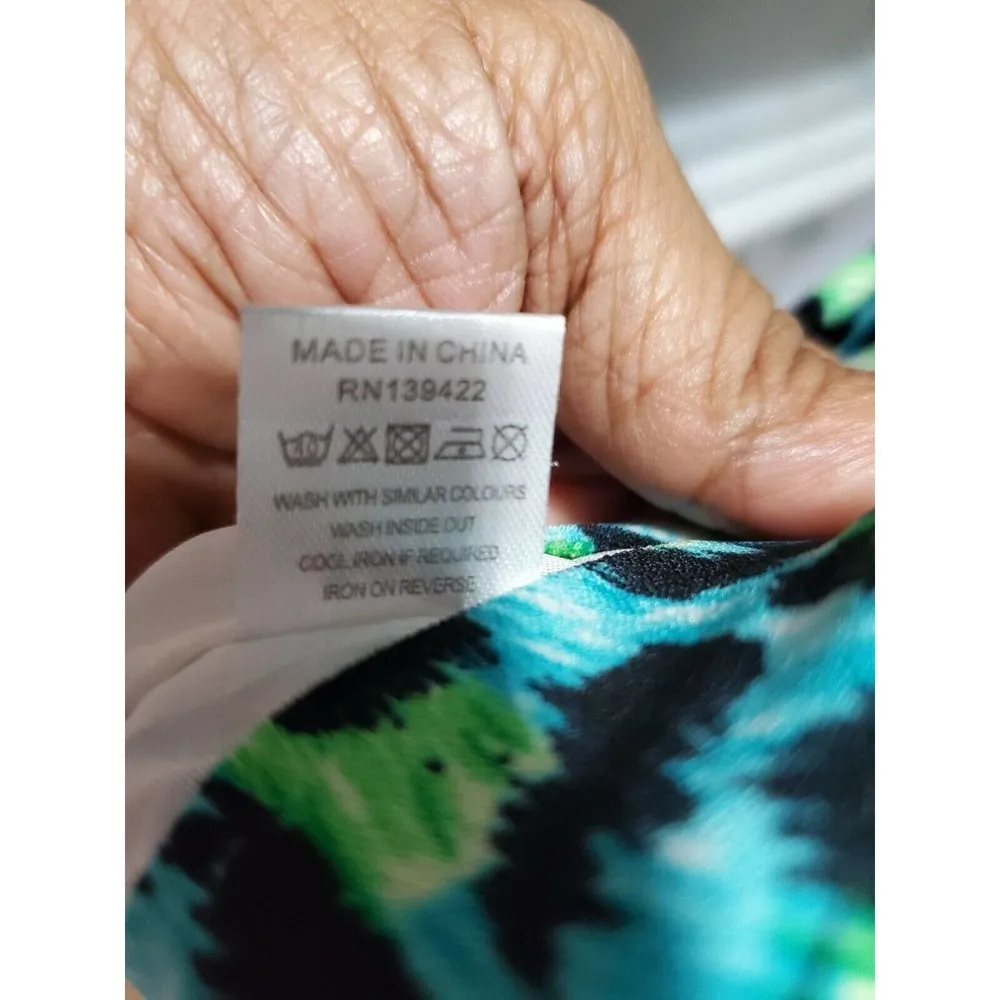 Tobi Women's Multicolor 100% Rayon Short Sleeve Round Neck Knee Length Dress S - Image 10