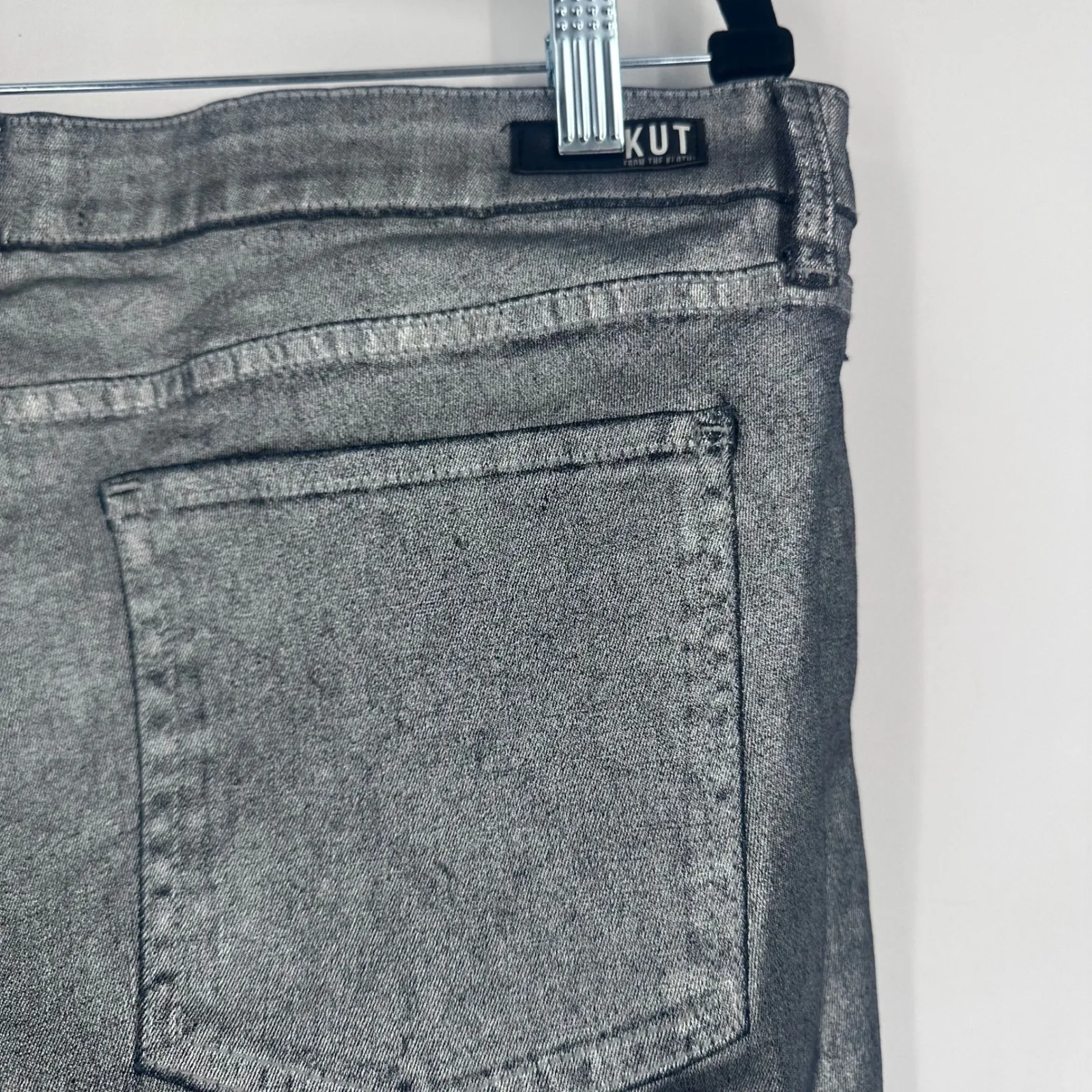 KUT‎ From The Kloth Connie Ankle Skinny Silver Metallic Jeans Size 16 Womens - Image 6