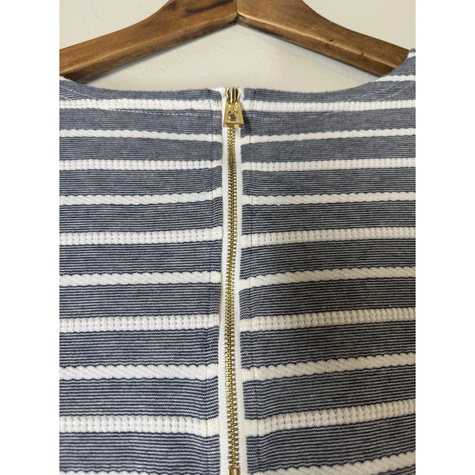 Sail to Sable Blue White Striped Long Sleeve Dress Sz L Nautical Beachy Coastal - Image 4