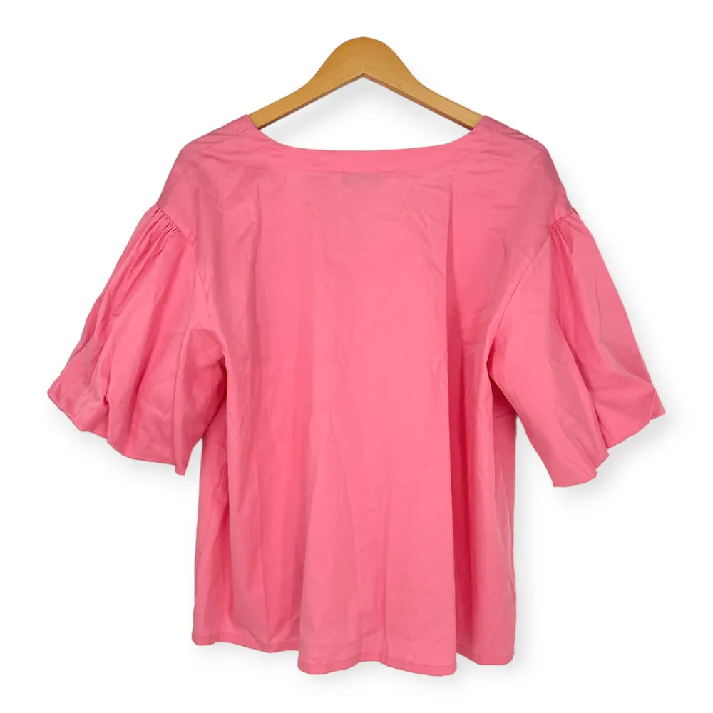 Elizabeth And James | XL | Pink Tie Front Peasant Style Puffy Sleeve Blouse Top - Image 3